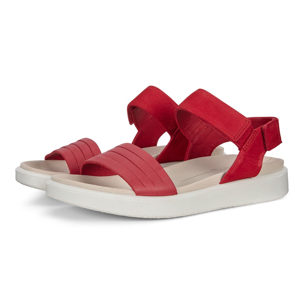 Womens Sandals - ECCO Flowt Flat - Red - 9257VOTZM